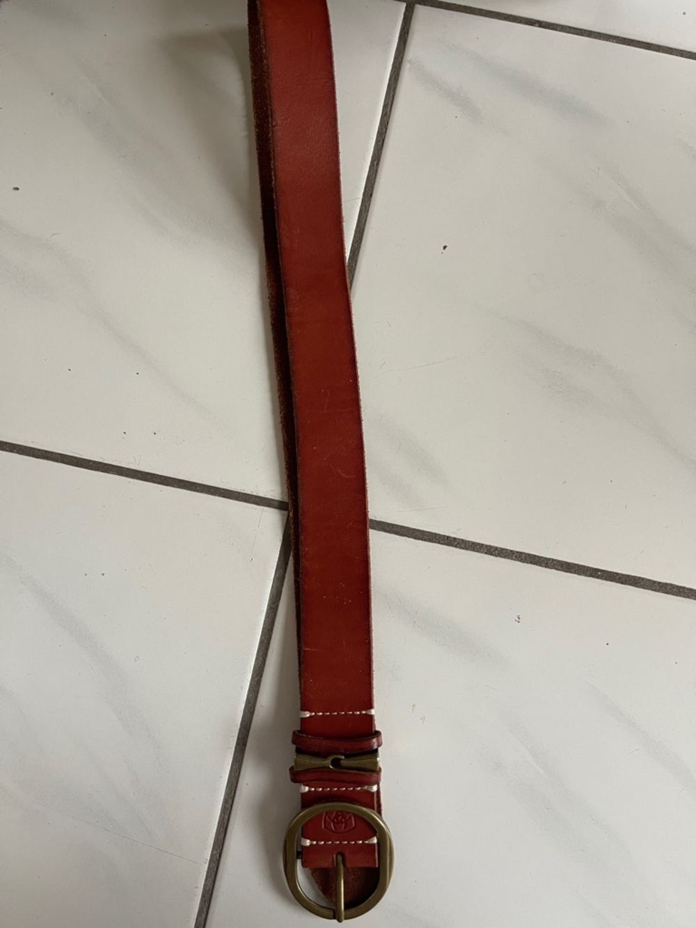 Ariat Red Leather Belt with Brass Buckle